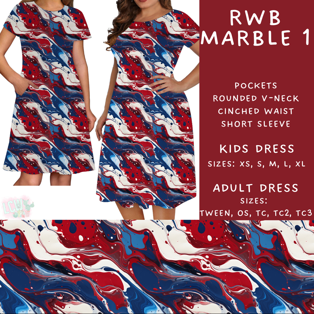 Batch #337 - USA Faves - Closes 5/7 - ETA mid June - RWB Marble 1 Adult & Kids Dresses