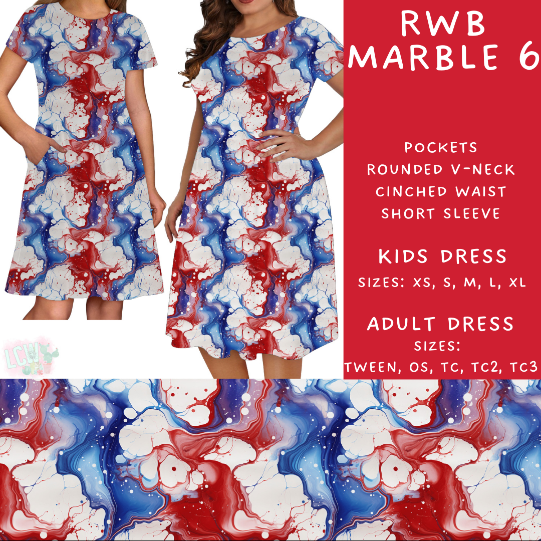 Batch #337 - USA Faves - Closes 5/7 - ETA mid June - RWB Marble 6 Adult & Kids Dresses