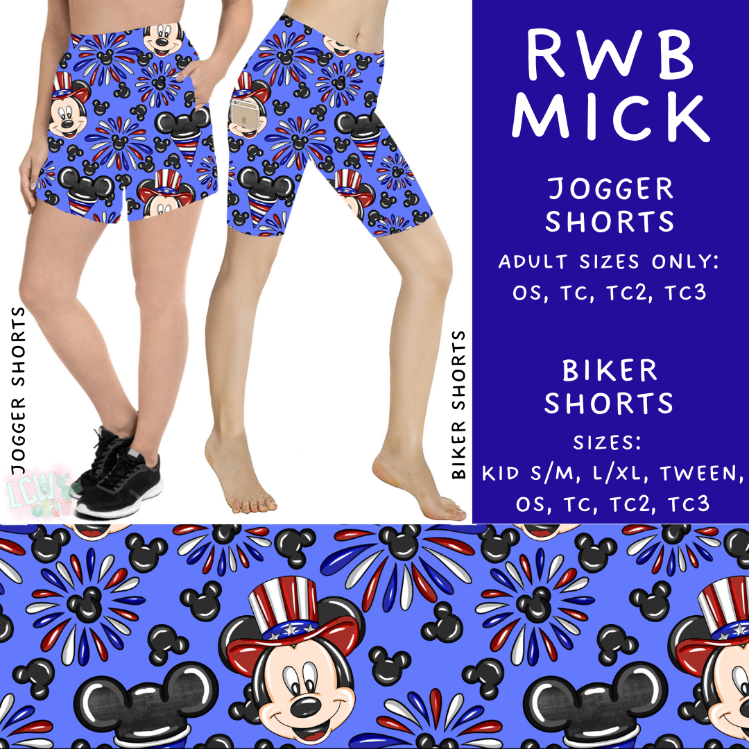 Batch #338 - Magical 4th of July - Closes 5/7 - ETA mid June - RWB Mick Biker & Jogger Shorts