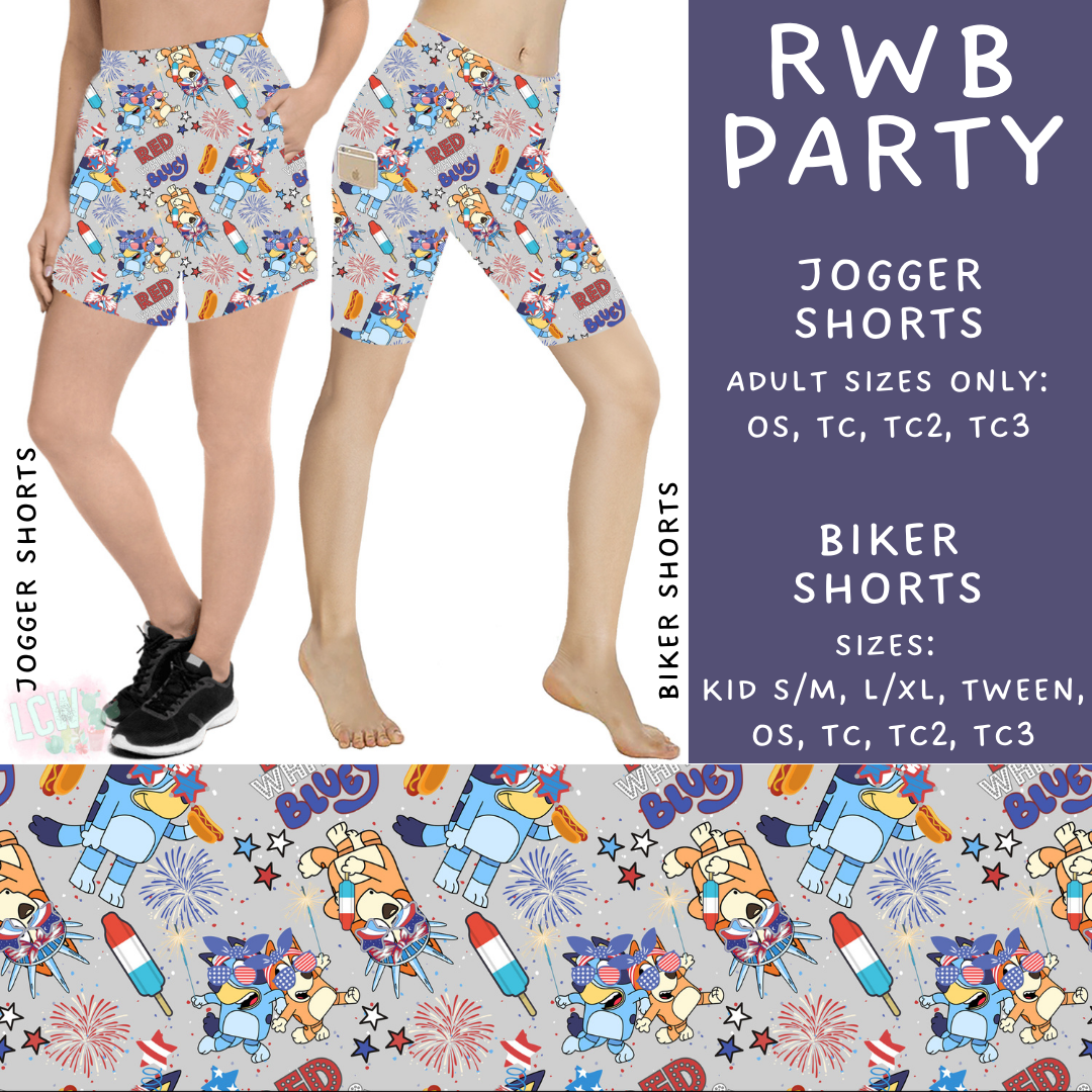 Batch #336 - RWB Characters - Closes 5/7 - ETA mid June - RWB Party Biker & Jogger Shorts