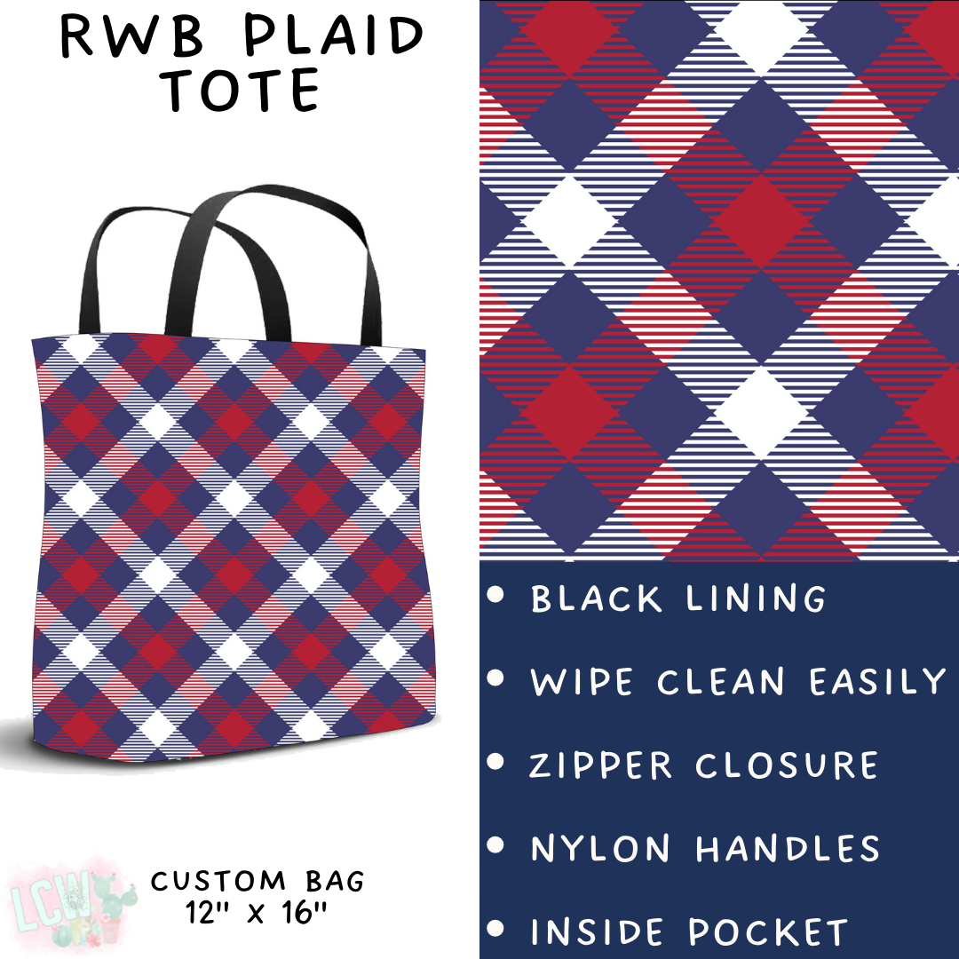 Batch #337 - USA Faves - Closes 5/7 - ETA mid June - RWB Plaid Tote