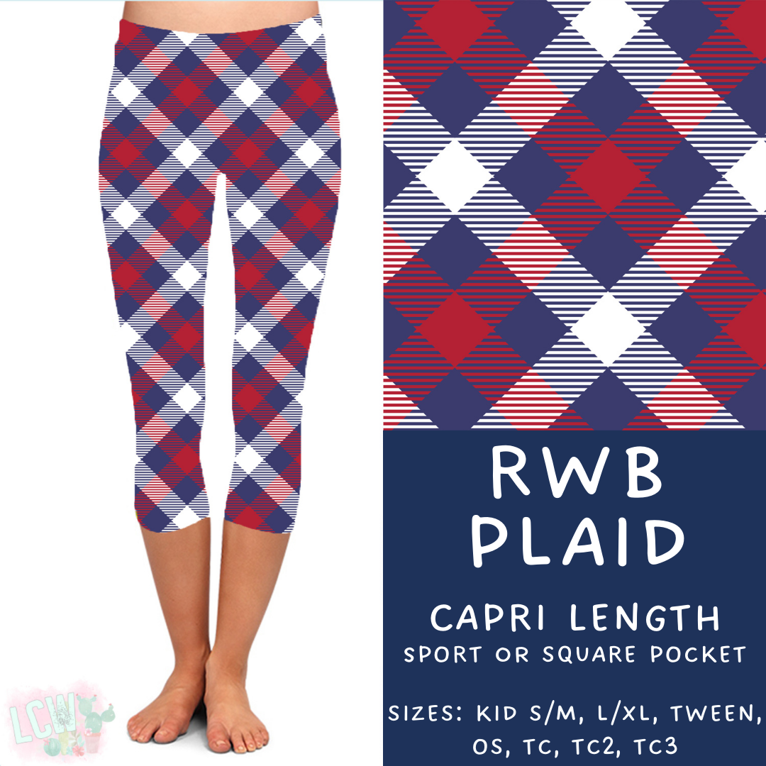 Batch #337 - USA Faves - Closes 5/7 - ETA mid June - RWB Plaid Capri Length Leggings