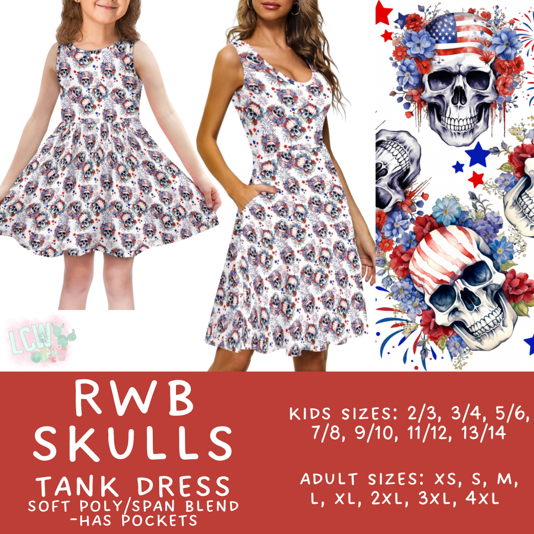 Batch #335 - RWB Tank Dresses - Closes 5/8 - ETA mid June - RWB Skulls Women's & Girl's Tank Dress