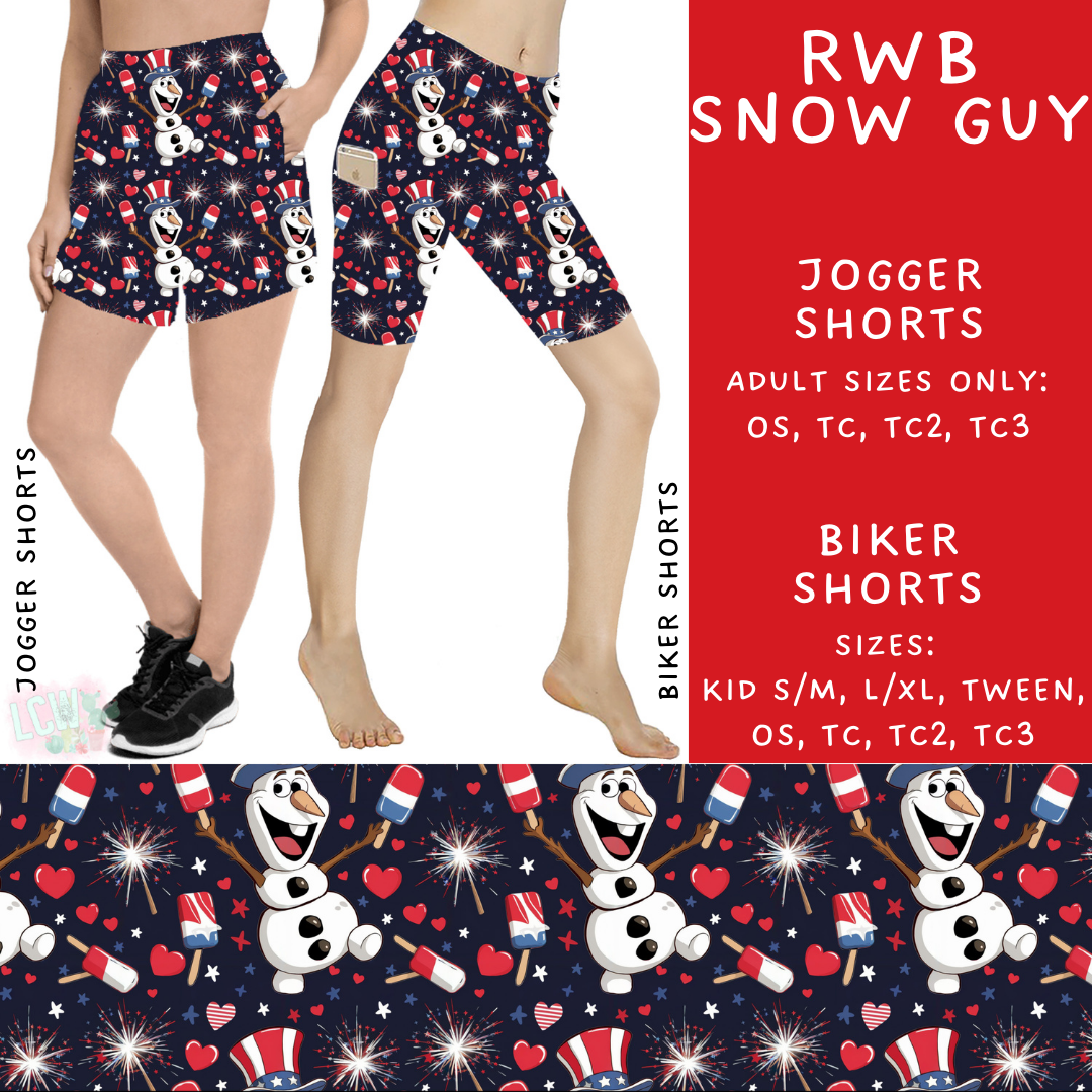 Batch #338 - Magical 4th of July - Closes 5/7 - ETA mid June - RWB Snow Guy Biker & Jogger Shorts