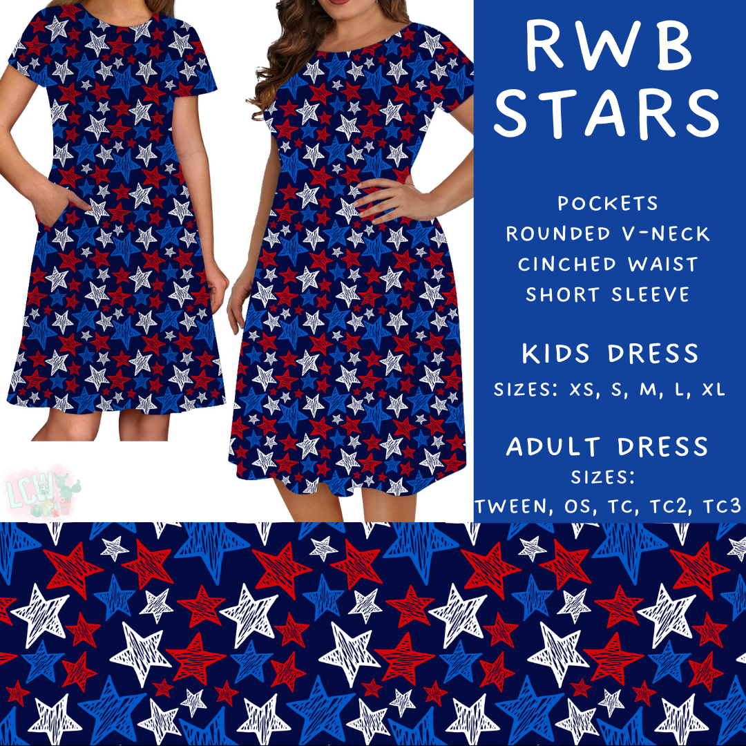 Batch #337 - USA Faves - Closes 5/7 - ETA mid June - RWB Stars Adult & Kids Dresses