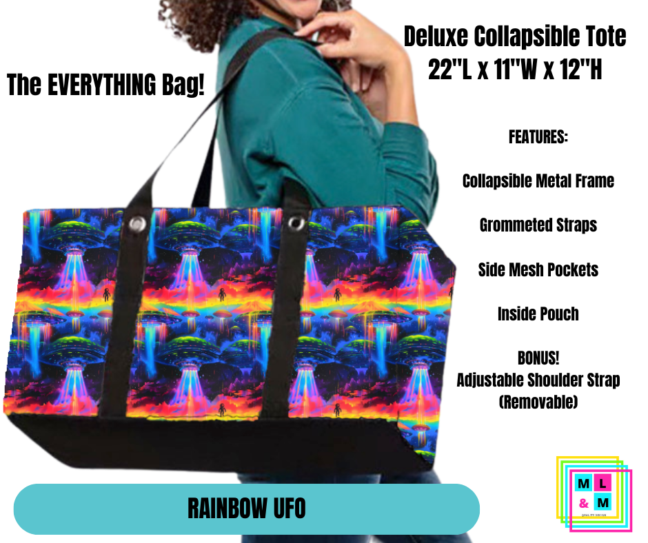 Rainbow UFO Collapsible Tote - Alonna's Legging Land