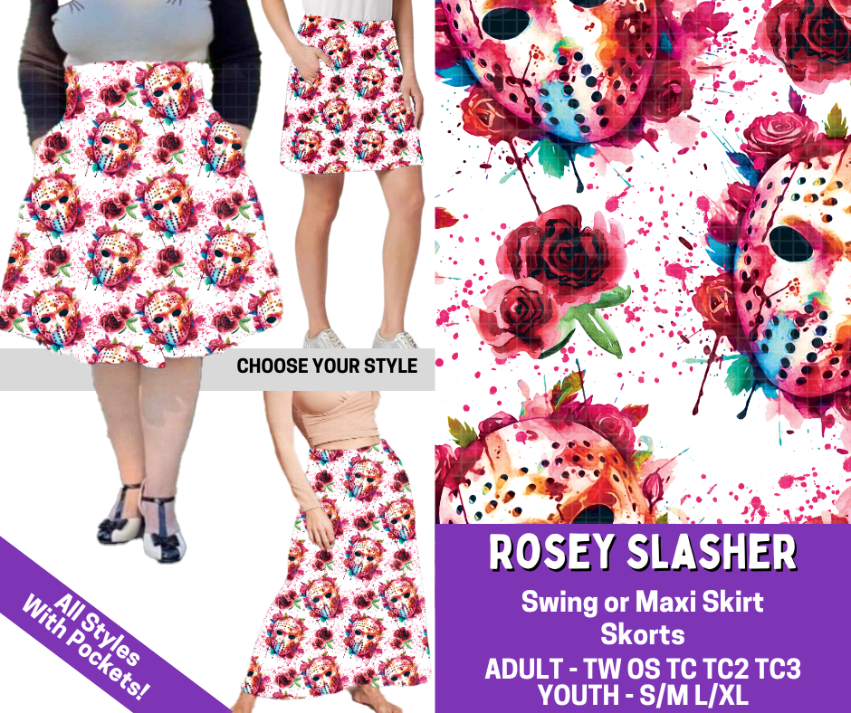 Preorder! Closes 5/27. ETA Aug. Rosey Slasher Combo Skort/Skirt Lengths