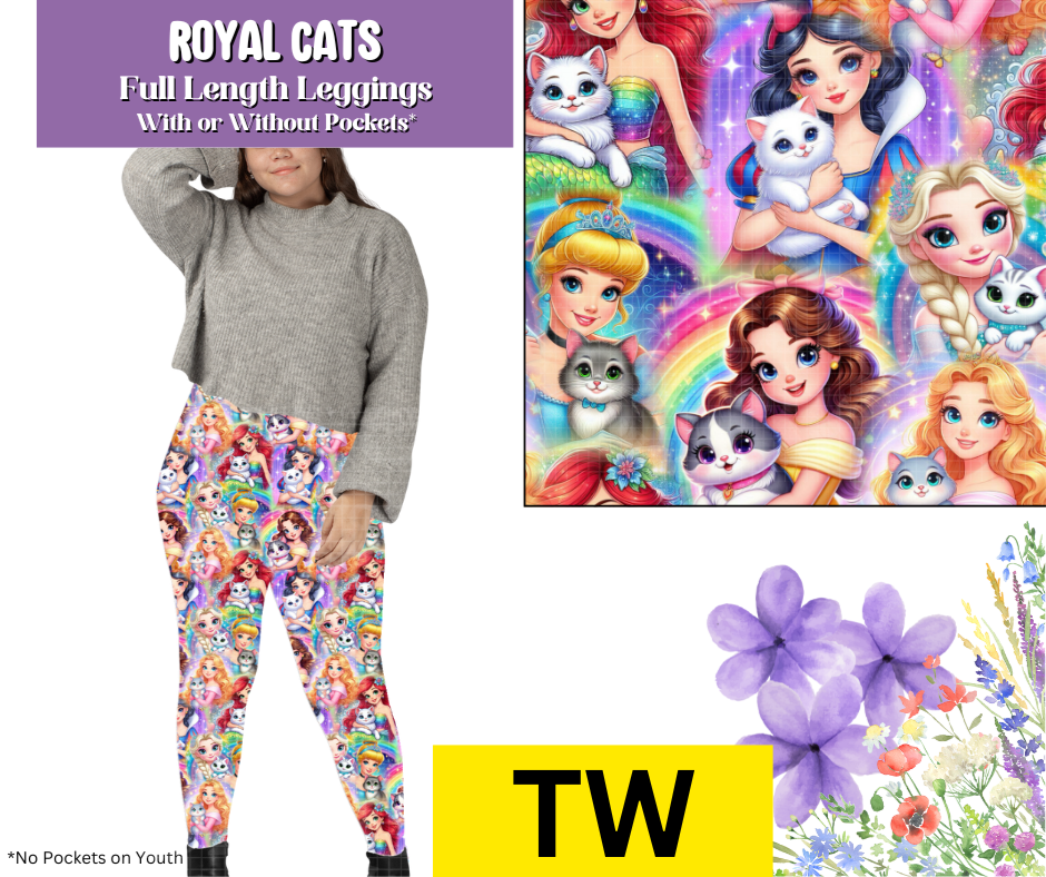 Royal Cats Full Length Leggings w/ Pockets