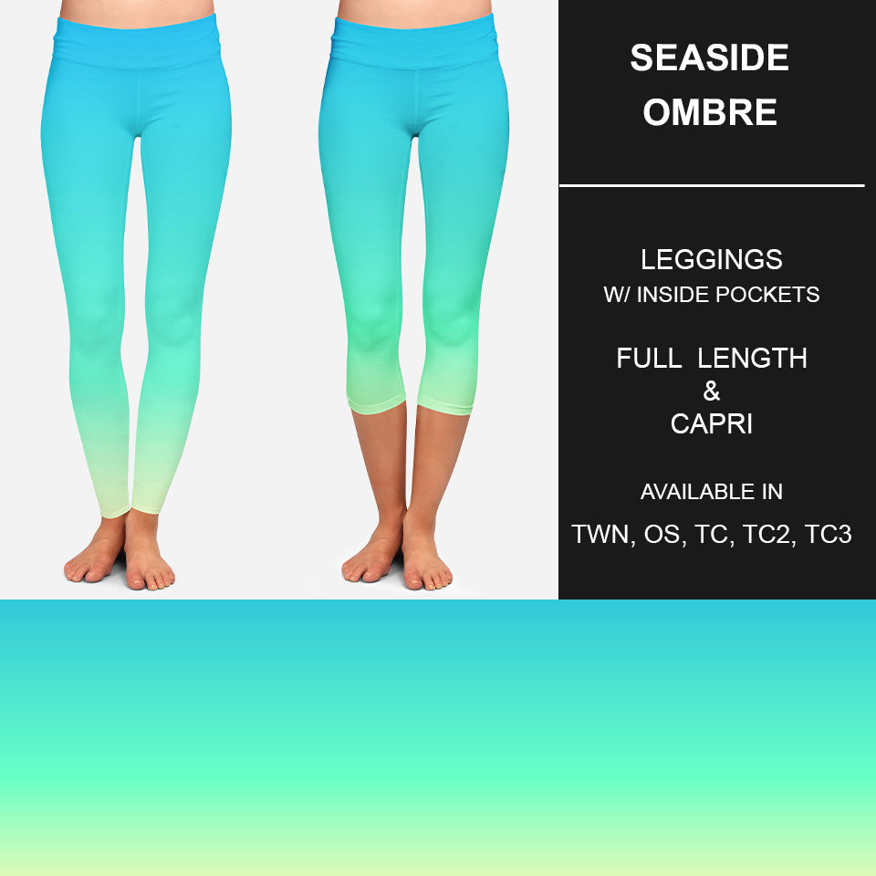 RTS - Seaside Ombre Leggings w/ Pockets - Alonna's Legging Land