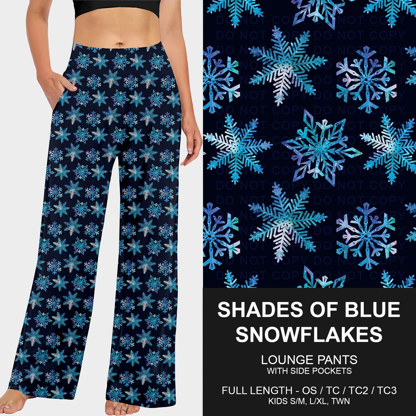 B258 - Preorder Shades of Blue Snowflakes Lounge Pants (Closes 11/02. ETA mid Jan.)