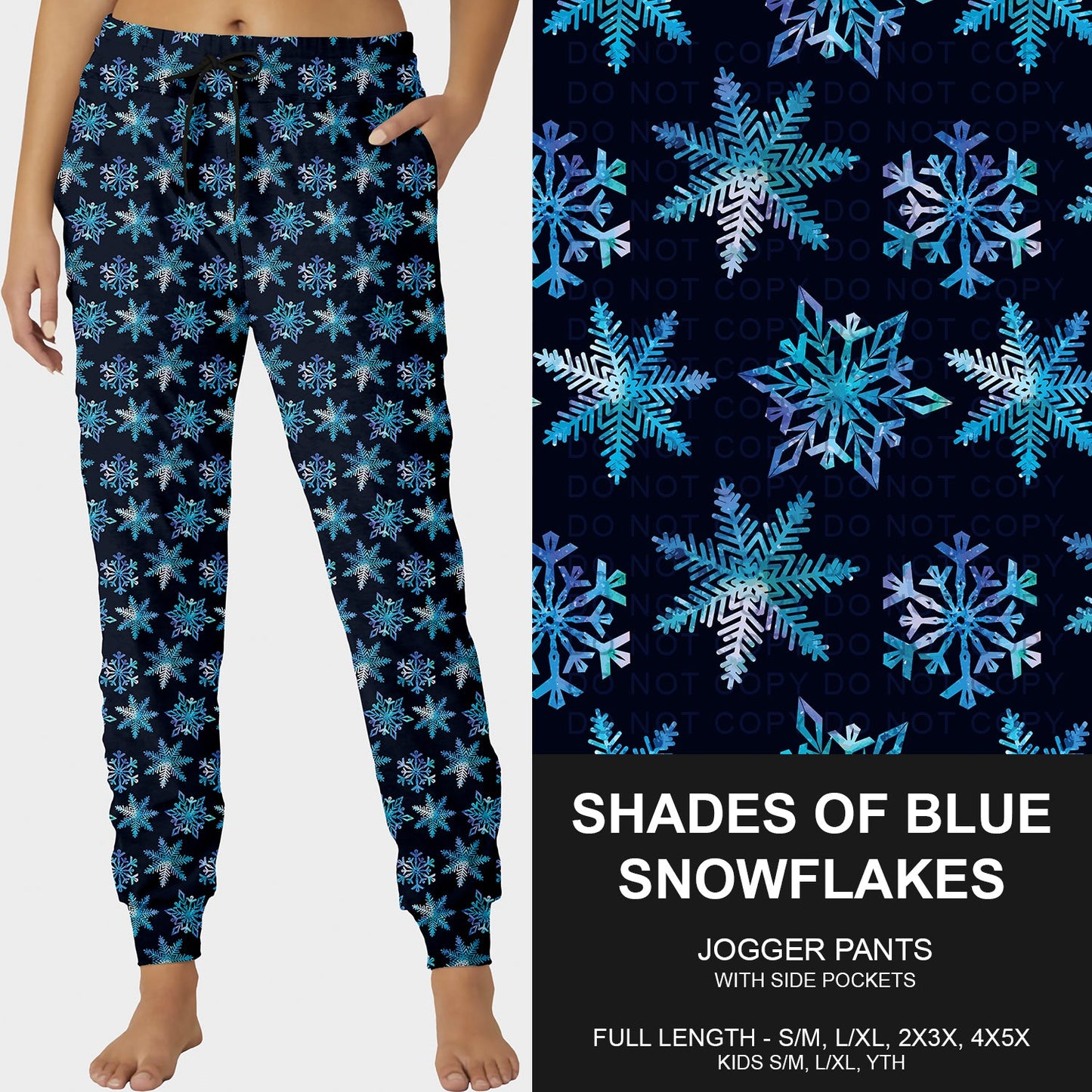 B258 - Preorder Shades of Blue Snowflakes Joggers (Closes 11/02. ETA mid Jan.)