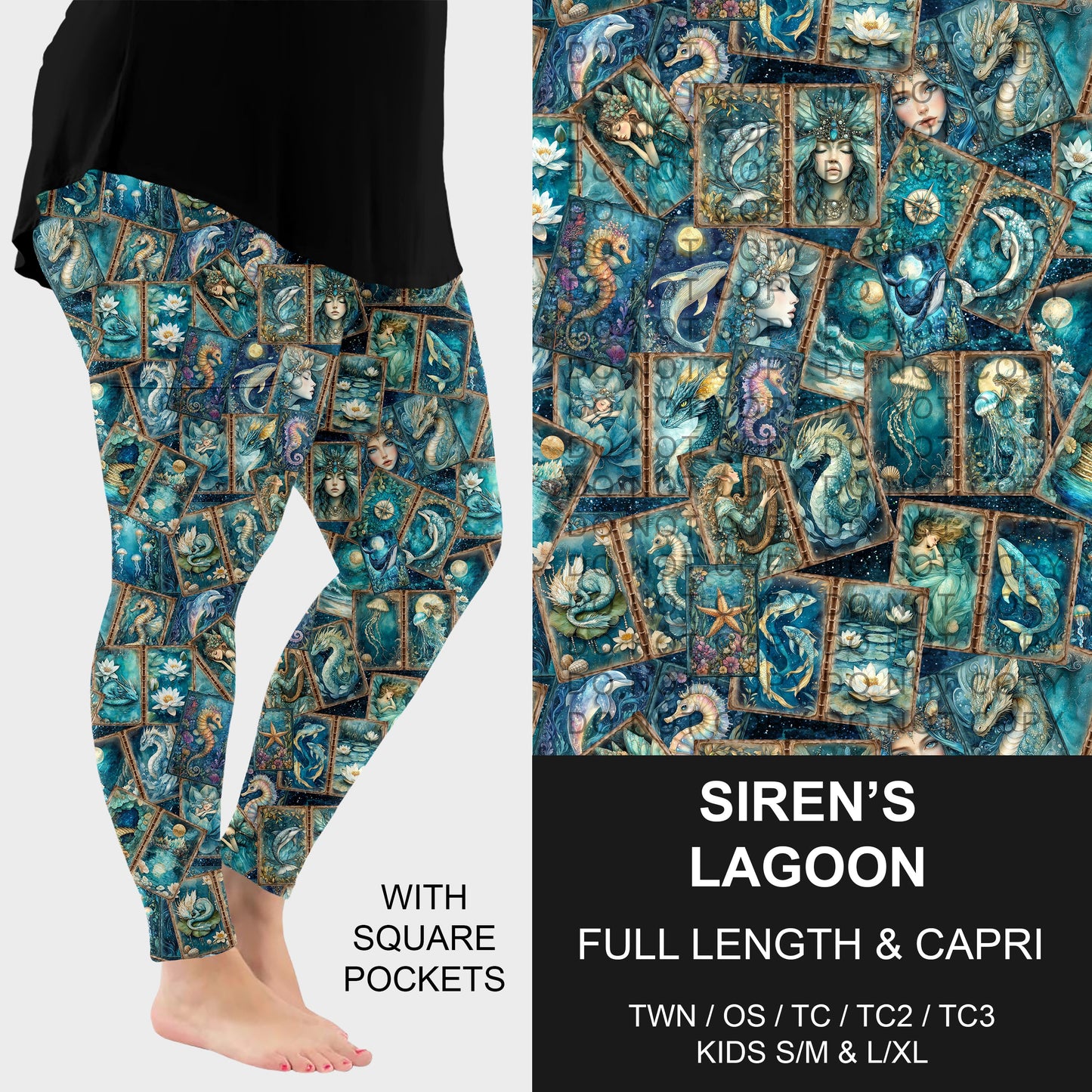 B276 - Preorder Sirens Lagoon Leggings w/ Pockets (Closes 3/01. ETA: early May) - Alonna's Legging Land