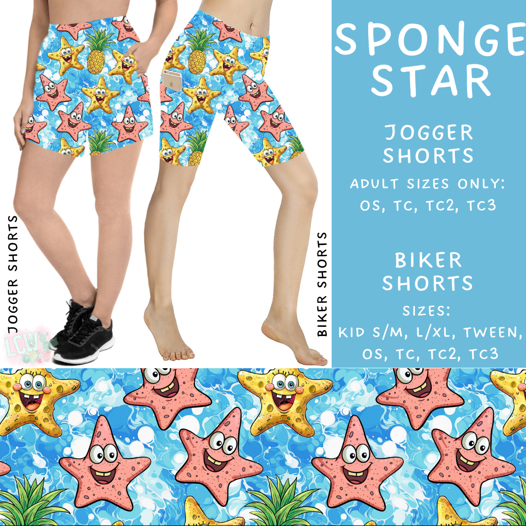 Batch #339 - Character Summer - Closes 5/15 - ETA mid July - Sponge Star Biker & Jogger Shorts