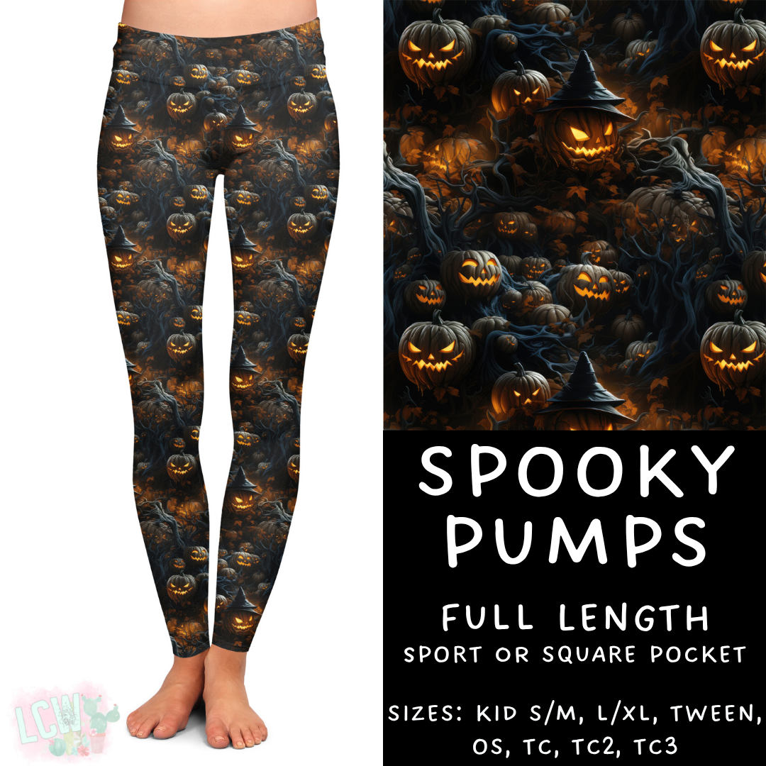 Ready To Ship - Spooky Pumps Full Length Leggings - Square Pocket OS - Sport Pocket OS & TC