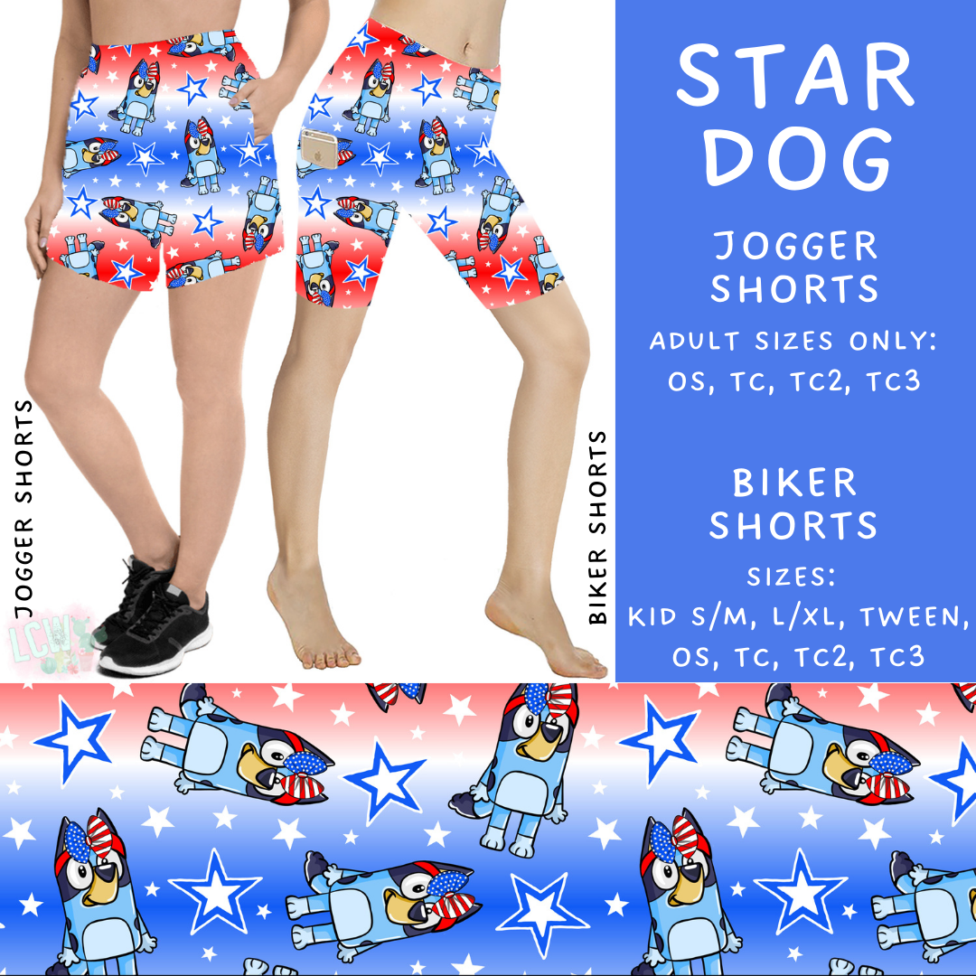 Batch #336 - RWB Characters - Closes 5/7 - ETA mid June - Star Dog Biker & Jogger Shorts