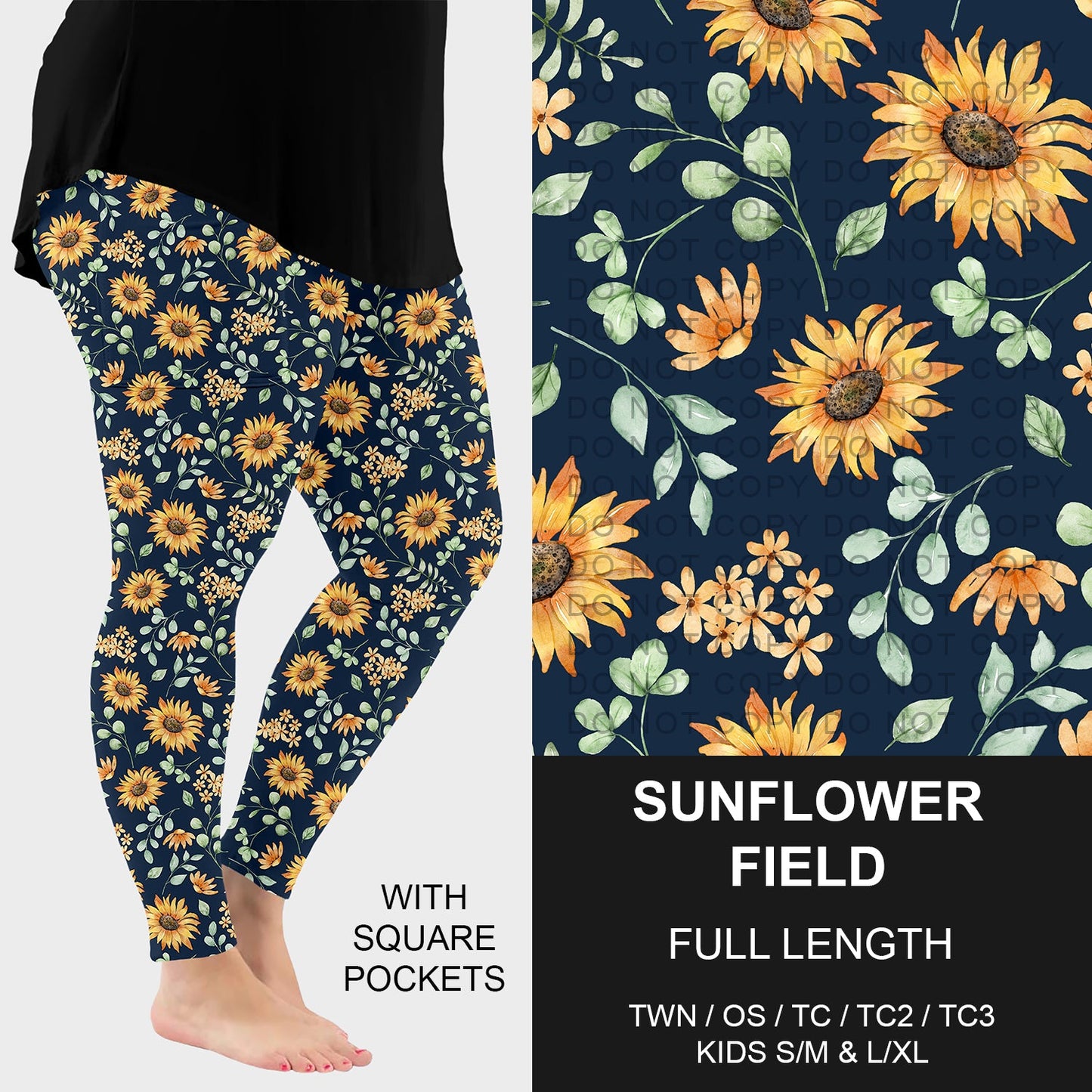 B248 - Preorder Sunflower Field Leggings w/ Pockets (Closes 8/24. ETA late Oct.)