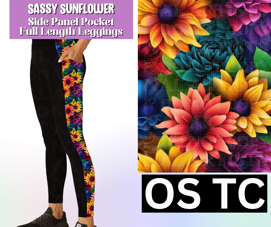 Sassy Sunflower Side Panel Pocket Full Length Leggings
