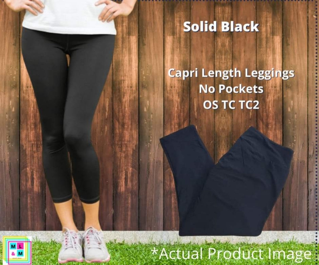 Black Capri Leggings w/ No Pockets by ML&M - Alonna's Legging Land