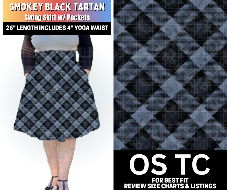 Smokey Black Tartan Swing Skirt