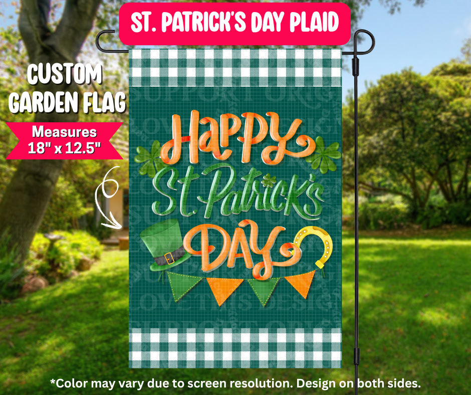 St. Patrick's Day Plaid Garden Flag