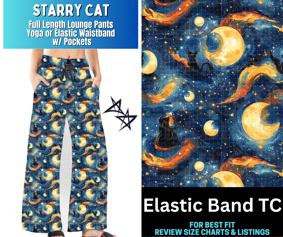 Starry Cat Full Length Lounge Pants - Alonna's Legging Land