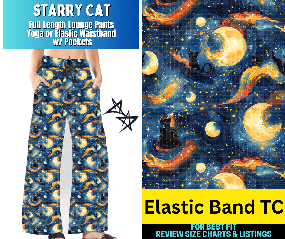 Starry Cat Full Length Lounge Pants - Alonna's Legging Land
