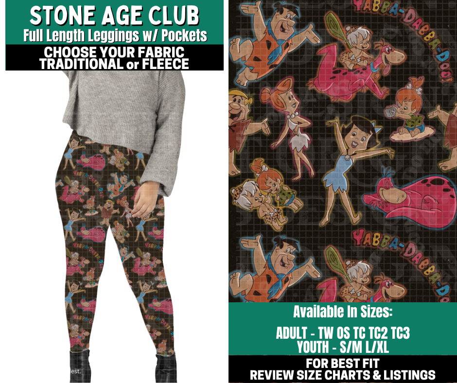 Preorder! Closes 10/27. ETA Jan. Stone Age Club Leggings Choose Fleece or Traditional