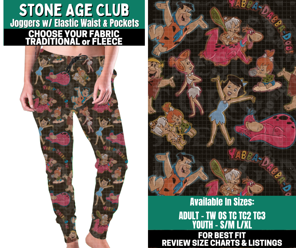 Preorder! Closes 10/27. ETA Jan. Stone Age Club Joggers Choose Fleece or Traditional