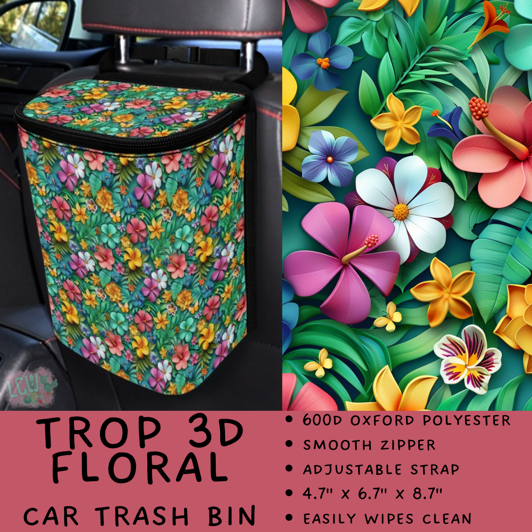 Batch #423 - Car Accessories - Closes 10/2 - ETA mid/late Nov - Trop 3D Floral Car Trash Bin (Copy)