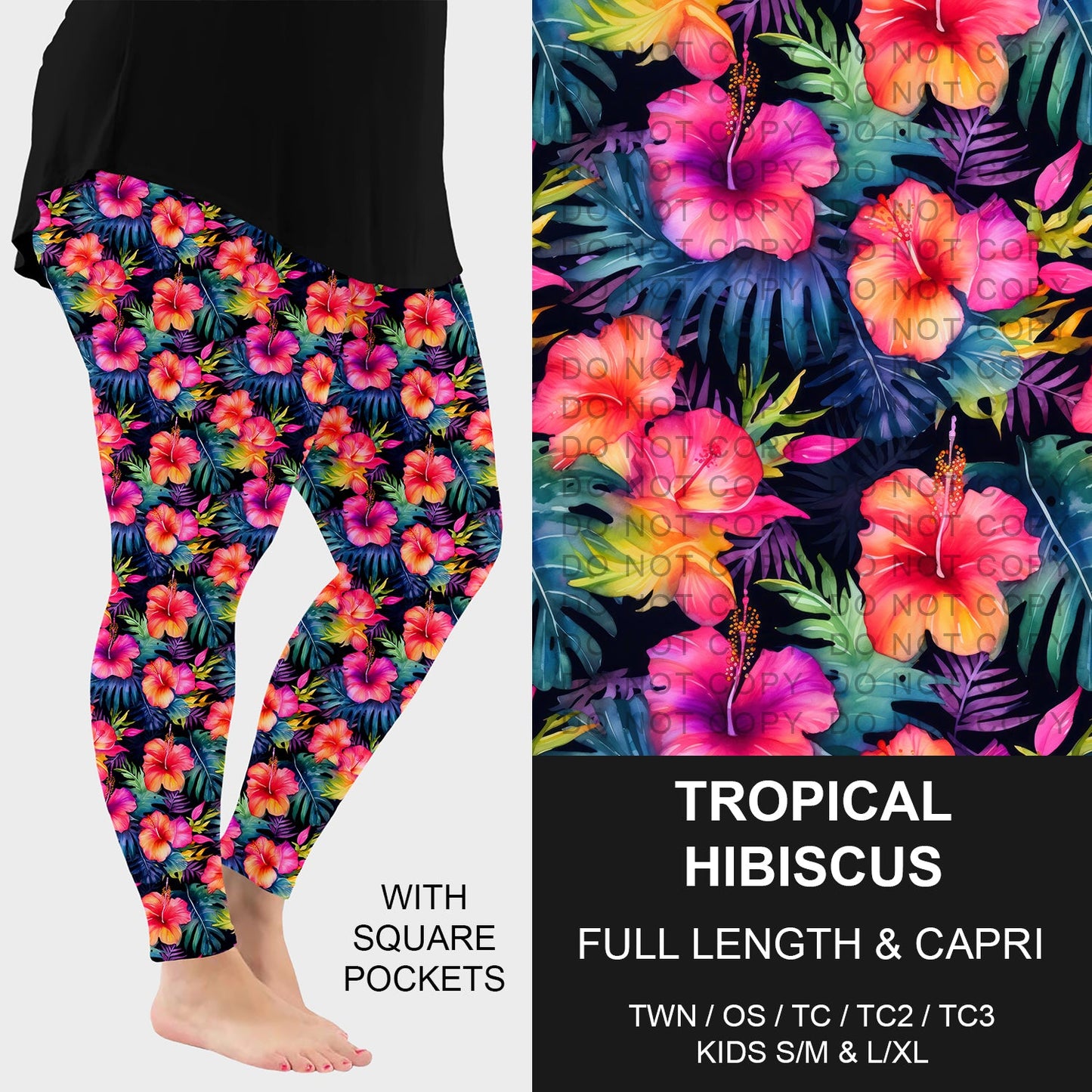 B228 - Preorder Tropical Hibiscus Leggings w/ Pockets (Closes 5/11. ETA: late July)