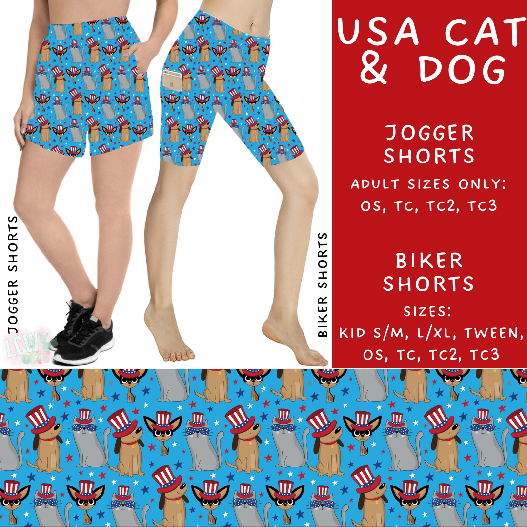 Batch #337 - USA Faves - Closes 5/7 - ETA mid June - USA Cat & Dog Biker & Jogger Shorts