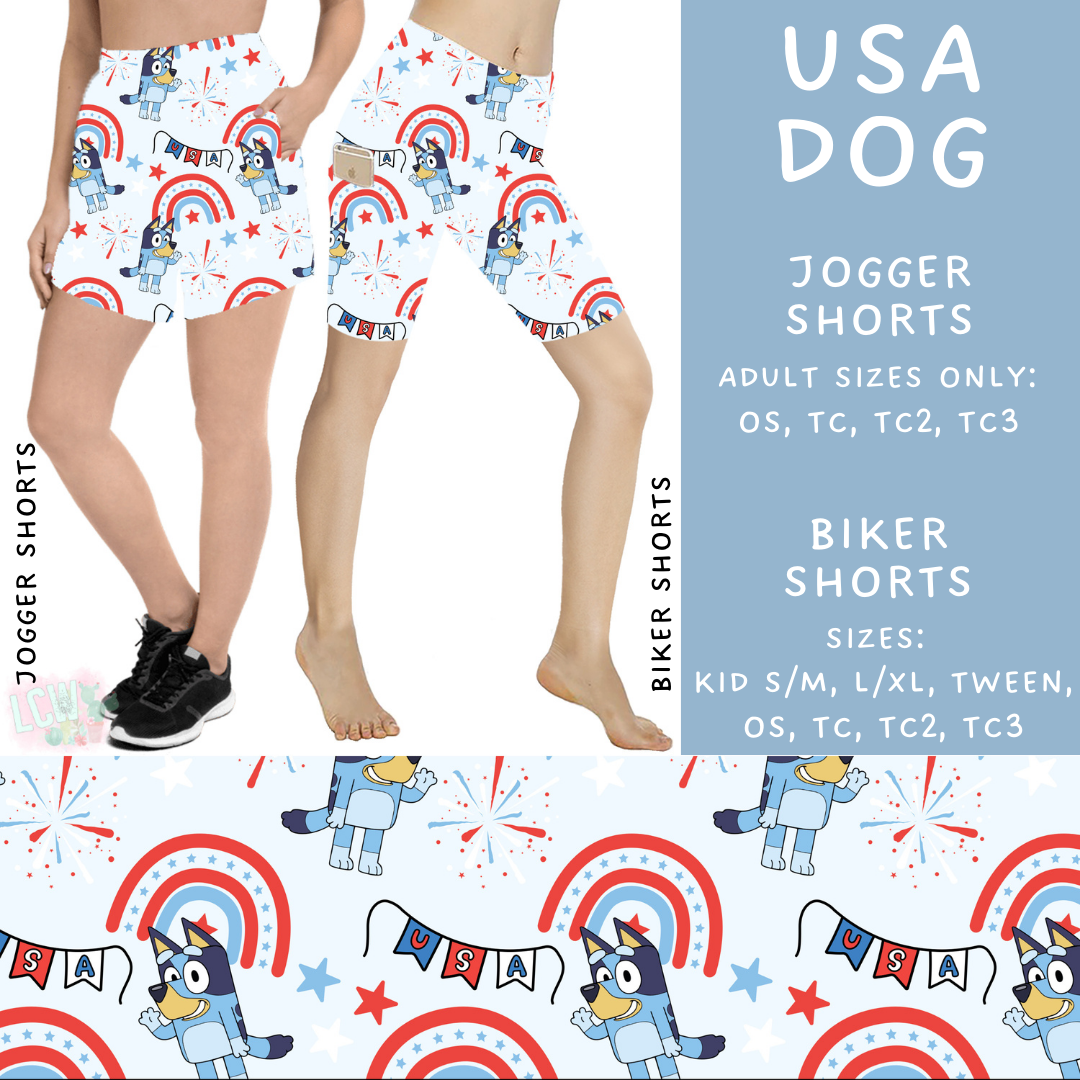 Batch #336 - RWB Characters - Closes 5/7 - ETA mid June - USA Dog Biker & Jogger Shorts