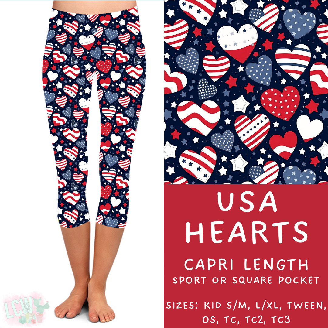 Batch #337 - USA Faves - Closes 5/7 - ETA mid June - USA Hearts Capri Length Leggings