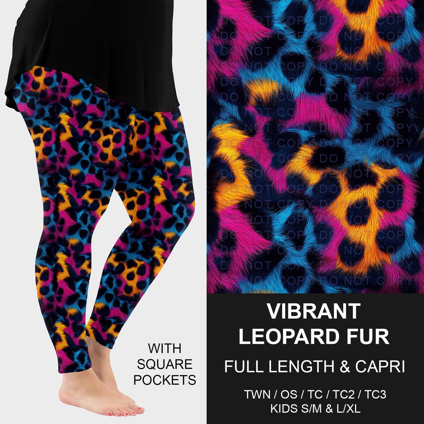 B298 - Preorder Vibrant Leopard Fur Leggings w/ Pockets (Closes 7/05. ETA: early Sept.)