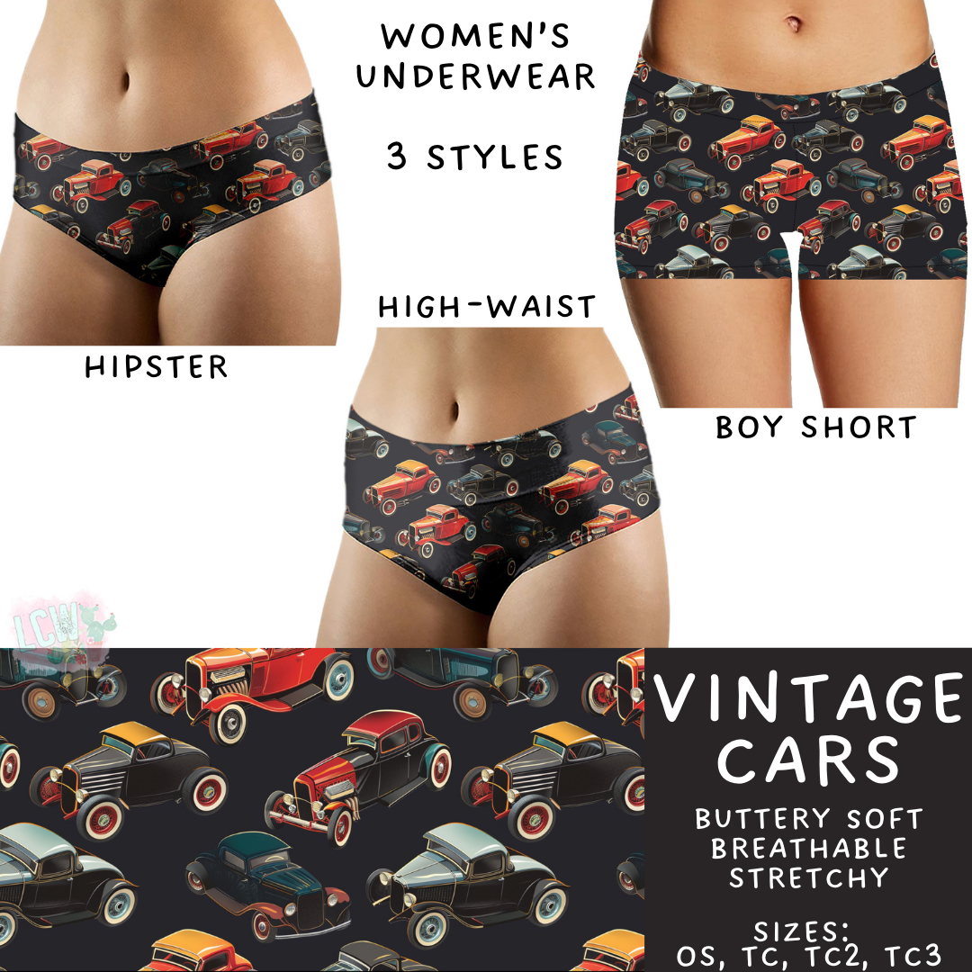 Batch #340 - Comfortable Underwear 4 - Closes 5/16 - ETA early July - Vintage Cars Women's Underwear