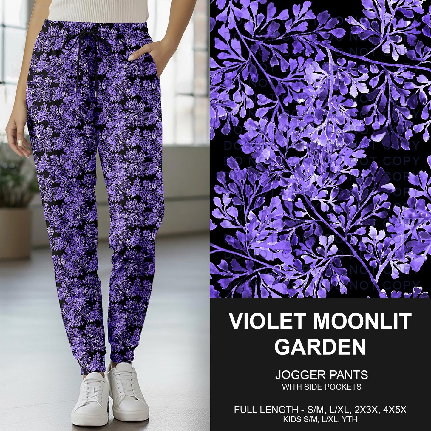 B262 - Preorder Violet Moonlit Garden Joggers (Closes 11/23. ETA late Jan.)