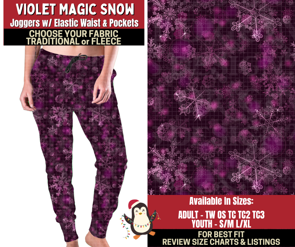 Preorder! Closes 9/4. ETA Dec. Violet Magic Snow Joggers Choose Fleece or Traditional