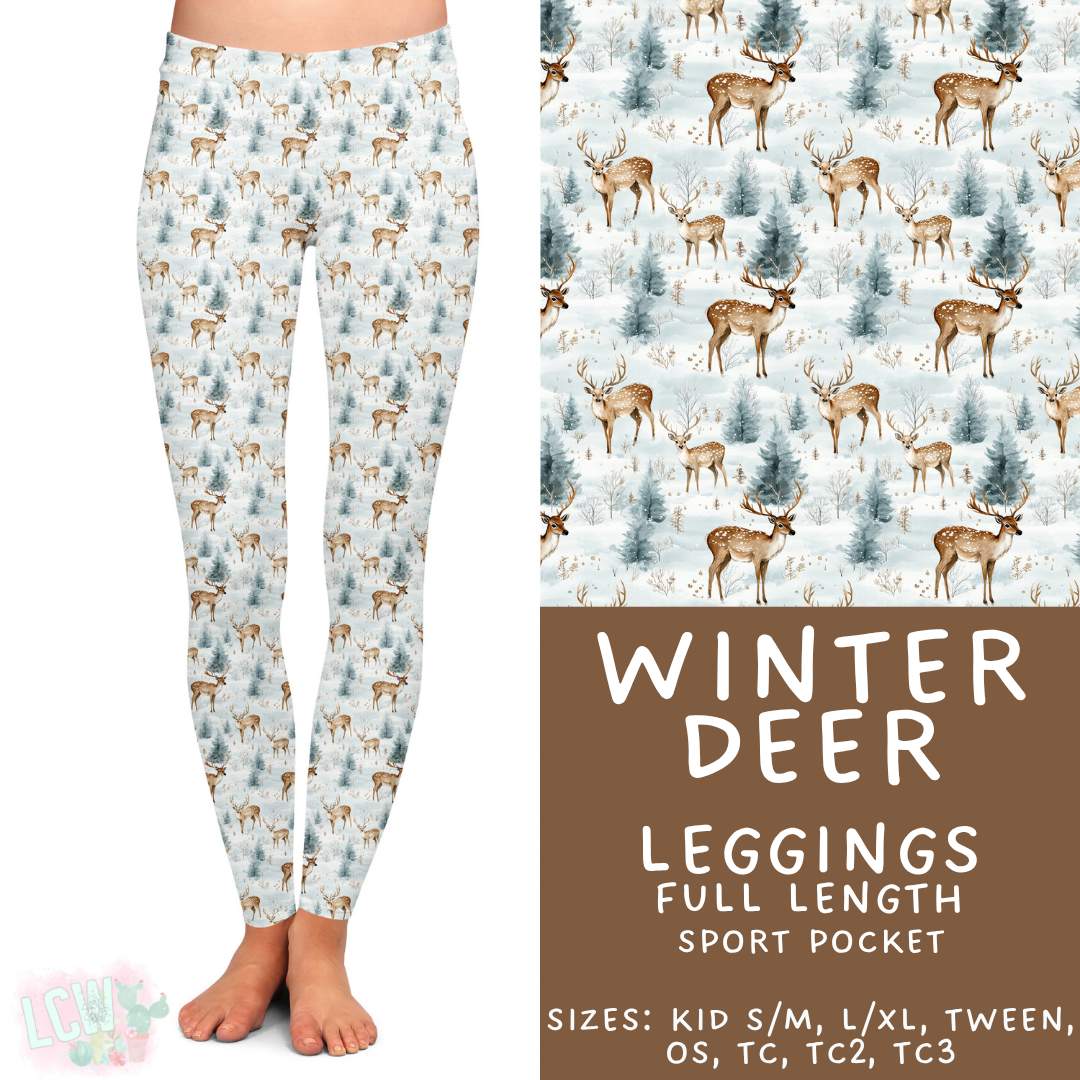Batch #439 - Winter Watercolor 2 - Closes 10/30 - ETA mid Dec - Winter Deer Full Length Leggings