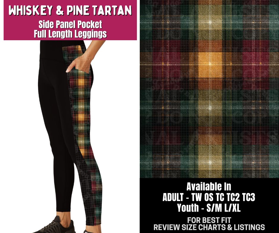 Preorder! Closes 8/6. ETA Nov. Whiskey & Pine Tartan Side Panel Pocket Full Length Leggings