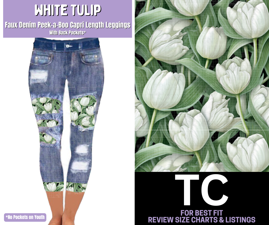 White Tulip Faux Denim Capris w/ Lace
