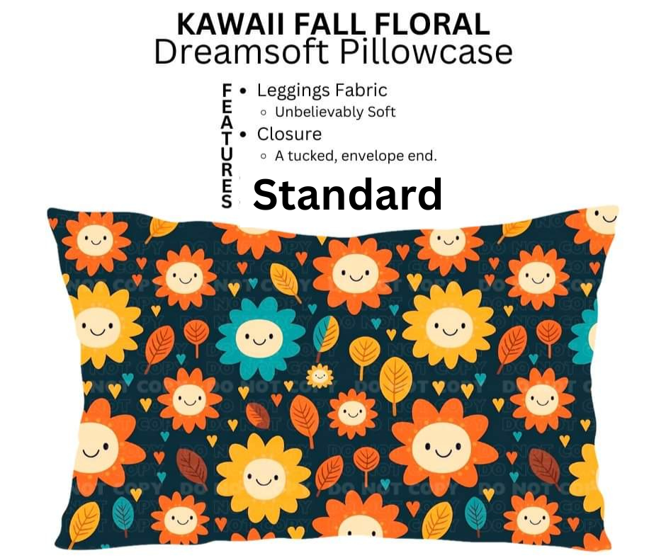 Kawaii Fall Floral Dreamsoft Pillowcase - Alonna's Legging Land