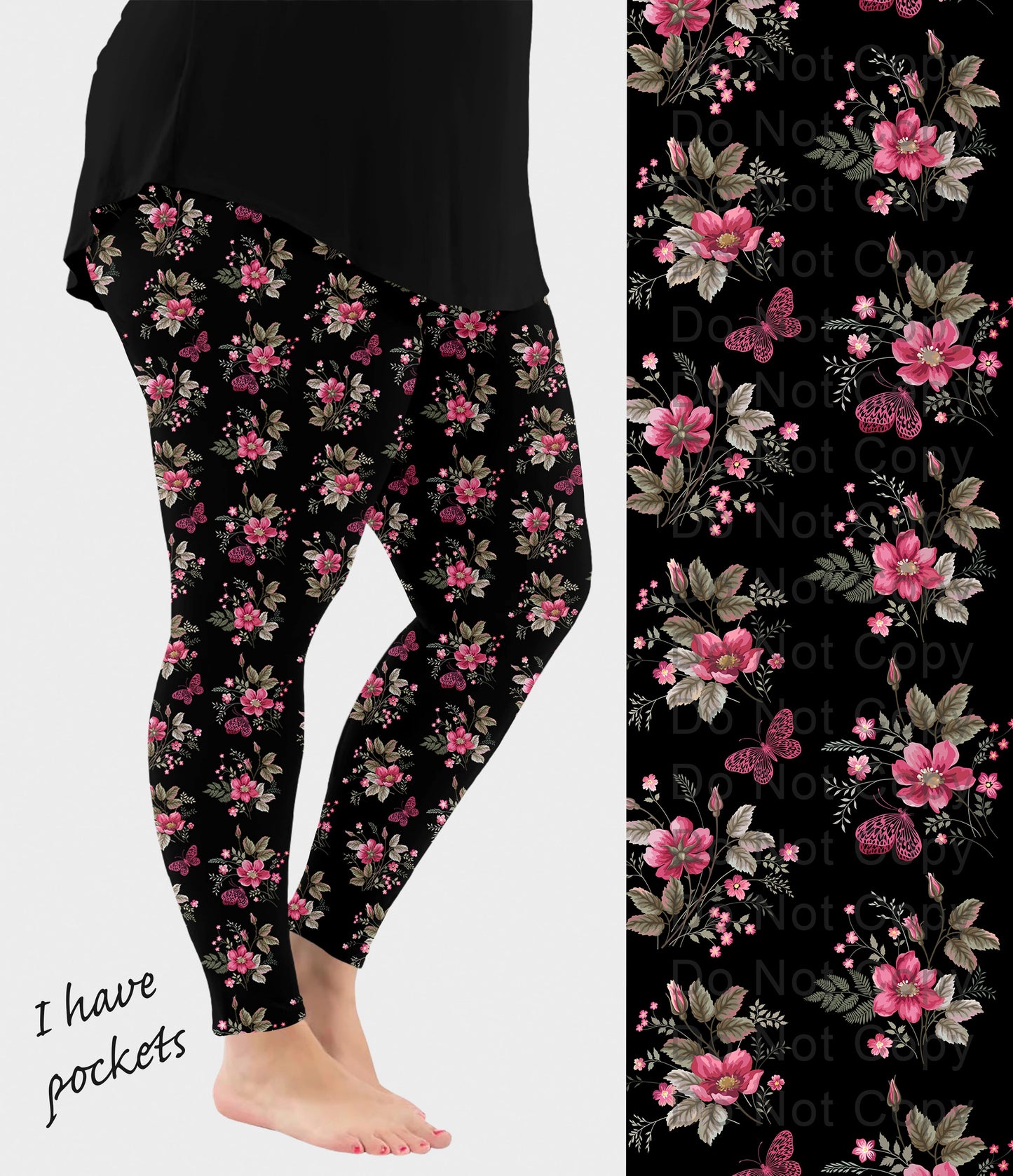 RTS - Butterfly Blooms Leggings/Capris w/ Pockets
