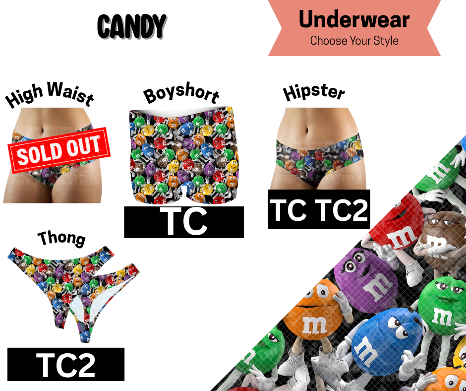Candy Hipster, Boyshort, & Thong Underwear
