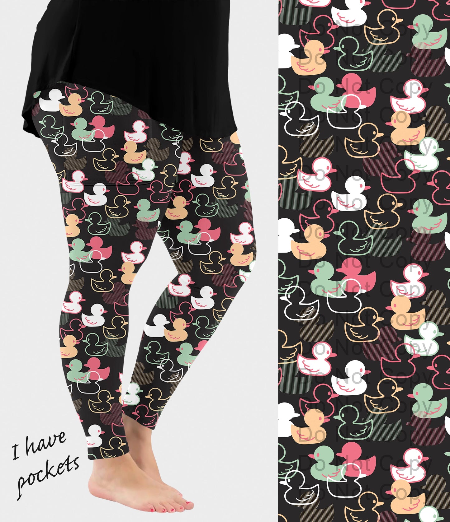 RTS - Patterned Ducks Leggings with Pockets