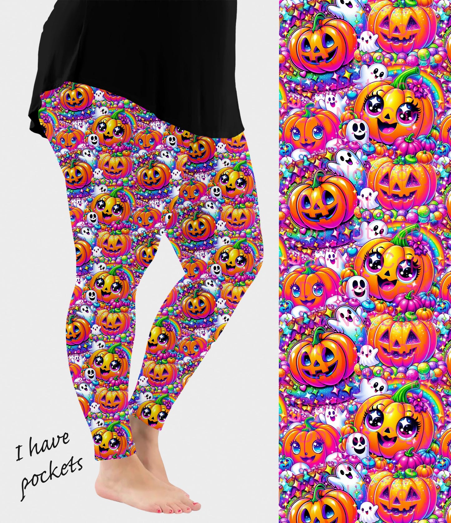 RTS - Rainbow Pumpkins Leggings w/ Pockets