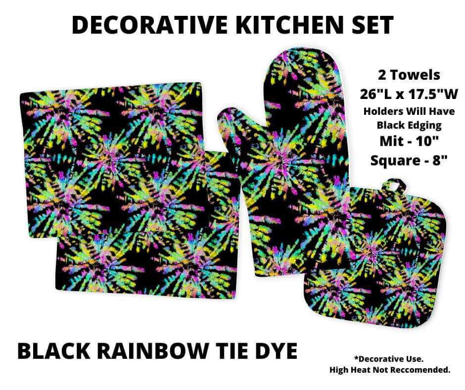 Black Rainbow Tie Dye Decorative Kitchen Set - Alonna's Legging Land