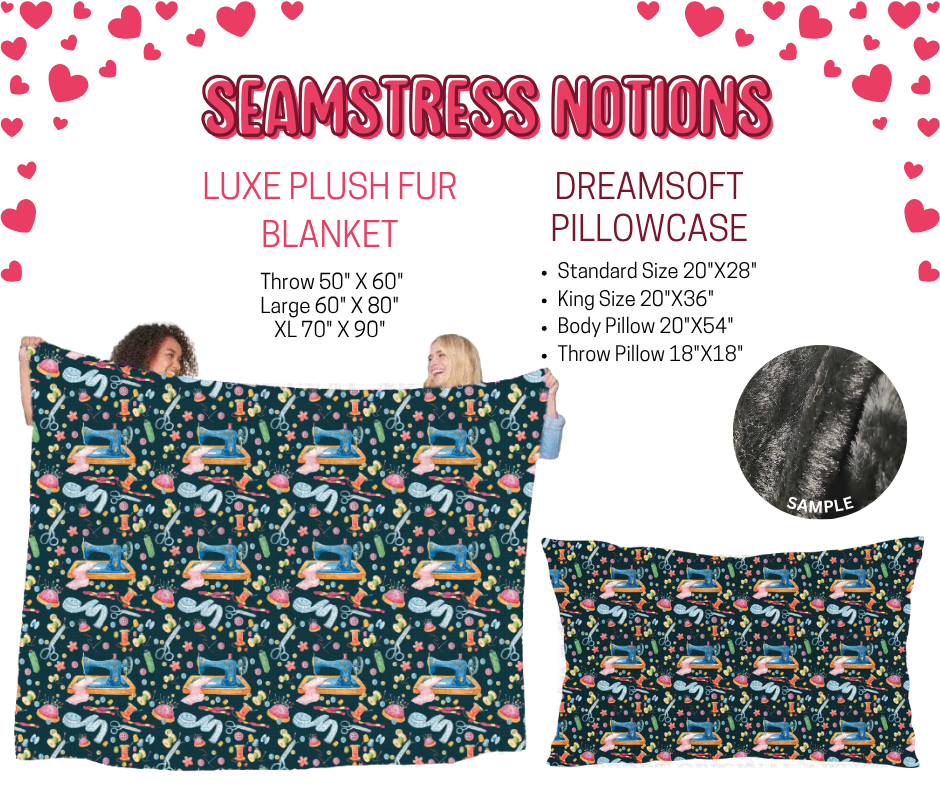 Preorder! Closes 11/17. ETA Jan. Seamstress Notions Luxe Plush Fur Blanket and/or DreamSoft Pillowcase
