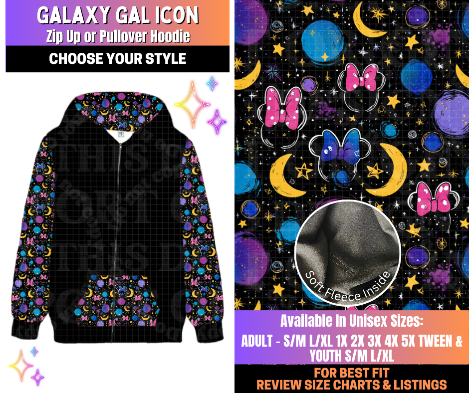 Preorder! Closes 12/10. ETA March. Galaxy Gal Icon Zip-Up or Pullover Hoodie