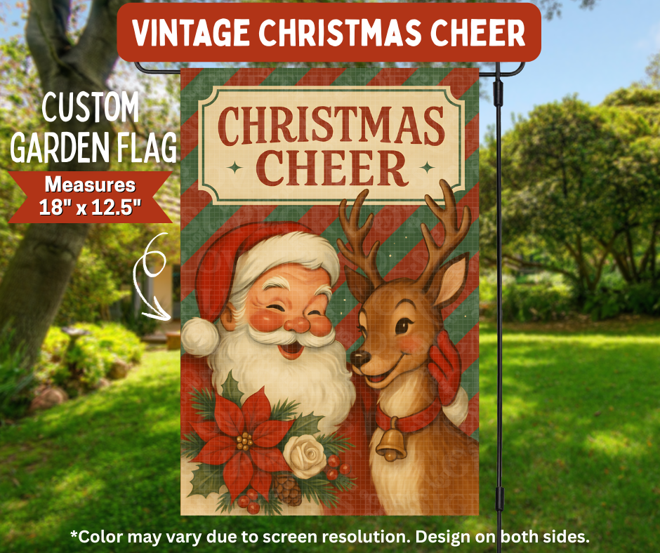 Preorder! Closes 8/10. ETA Nov. Vintage Christmas Cheer Garden Flag
