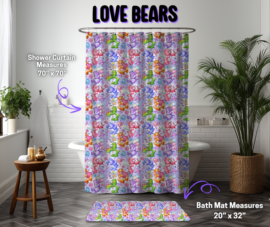 Preorder! Closes 12/8. ETA March. Love Bears Custom Shower Curtain and/or Bath Mat